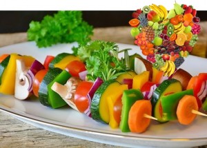 Veggie plate w-Fruits heart
